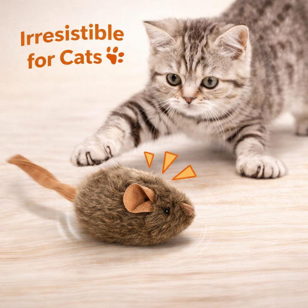 Realistic Plush Mouse Cat Toy, Interactive Chirping Kitten Hunting Toy ...
