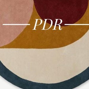 Alfombra redonda Bascome de lana tejida a mano, diseño geométrico abstracto, alfombra moderna.