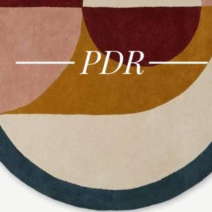 Alfombra redonda Bascome de lana tejida a mano, diseño geométrico abstracto, alfombra moderna.