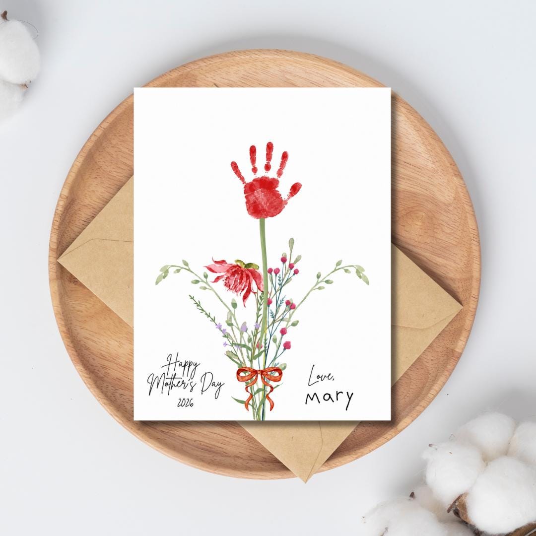 Handprint Flower Mother's Day Craft Printable | Kids Handprint Art Gift ...