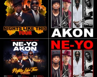 Bundle 4 PNG File Ne-yo & Akon Nights like this Tour 2026  Fan Art T-Shirt PNG (Digital Download)