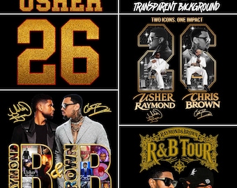 Paquete de 5 archivos PNG de Usher Chris Brown R&B Tour 2026 Fan Art PNG (Descarga digital)