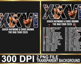 Camiseta con diseño de fan art de la gira New Update Tour 2026 de Usher Chris Brown Raymond (descarga digital)
