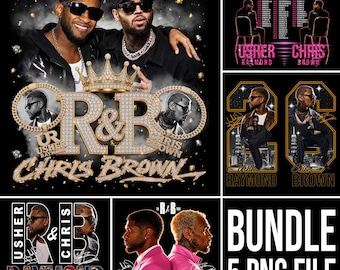 Usher Chris Brown R&B Tour 2026 Fan Art Bundle 5 PNG File (Digital Download)