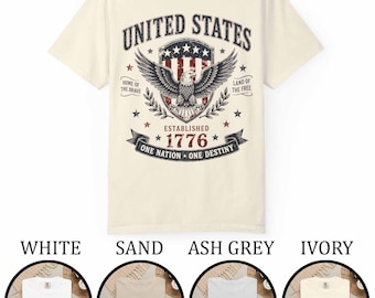 Camiseta vintage estadounidense con águila patriótica, camiseta del Día de la Independencia de EE. UU., camiseta gráfica del 4 de julio, camiseta "Una nación bajo Dios", camiseta retro de regalo de EE. UU.