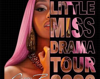 Diseño PNG de la gira Little Miss Drama de Cardi B 2026 (descarga digital)