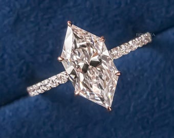IGI Certified Dutch Marquise Lab Grown Diamond Engagement Ring for Her, Solid Gold Pave Band, Bridal Ring, Wedding Anniversary Proposal Gift