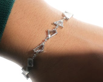 Multi Shape Diamond Tennis Bracelet, Fine 14K Solid Gold D-E-F VVS Lab Grown Diamond Bracelet for Her, Anniversary Wedding Birthday Gift