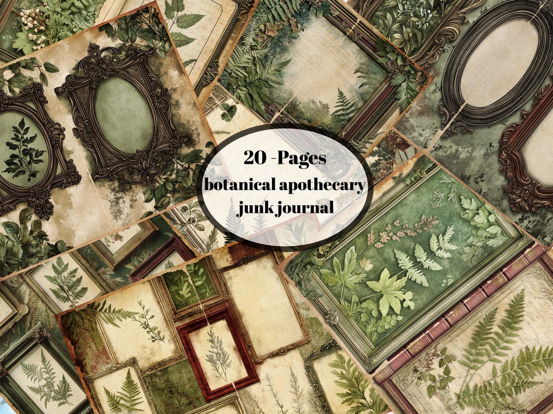 Botanical Apothecary Junk Journal Pages | Vintage Herbal Scrapbook Kit ...