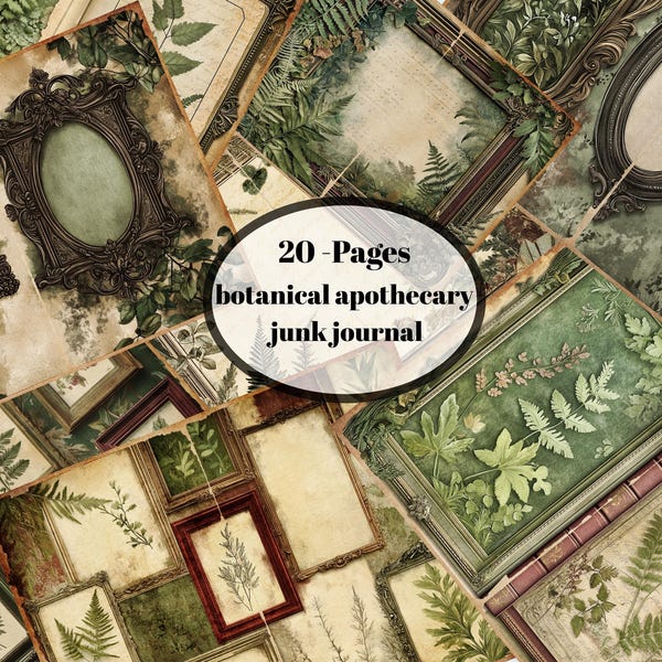 Botanical Apothecary Junk Journal Pages | Vintage Herbal Scrapbook Kit (Digital Download)