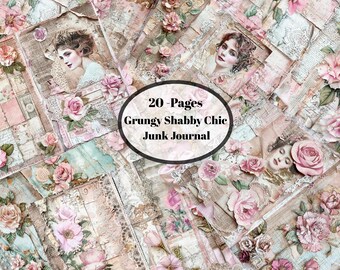 Páginas de diario basura estilo shabby chic sucio / Papel de collage vintage (descarga digital)
