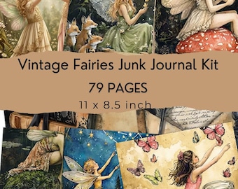 Kit de diario creativo de hadas vintage / Materiales efímeros de fantasía, papeles para álbumes de recortes (descarga digital)