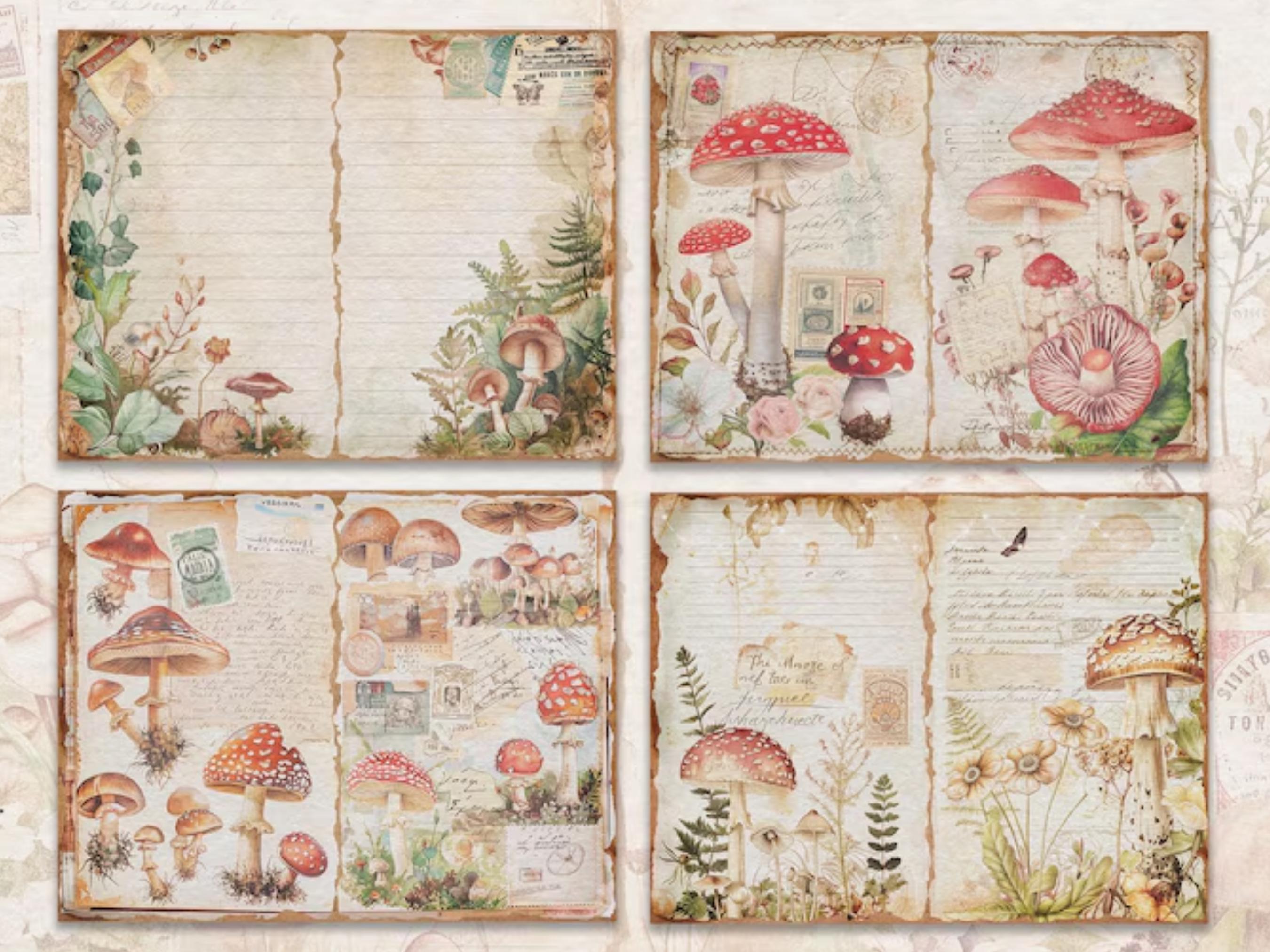 Vintage Mushroom Junk Journal Pages | Antique Fungi Ephemera Kit ...