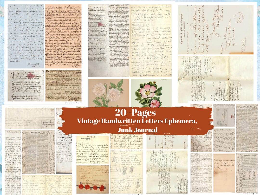 Vintage Handwritten Letters Ephemera | Antique Script Journal Pages ...