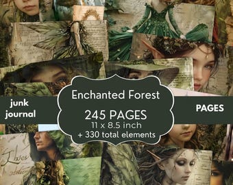 Enchanted Forest Junk Journal Pages | Fantasy Woodland Ephemera Kit (Digital Download)