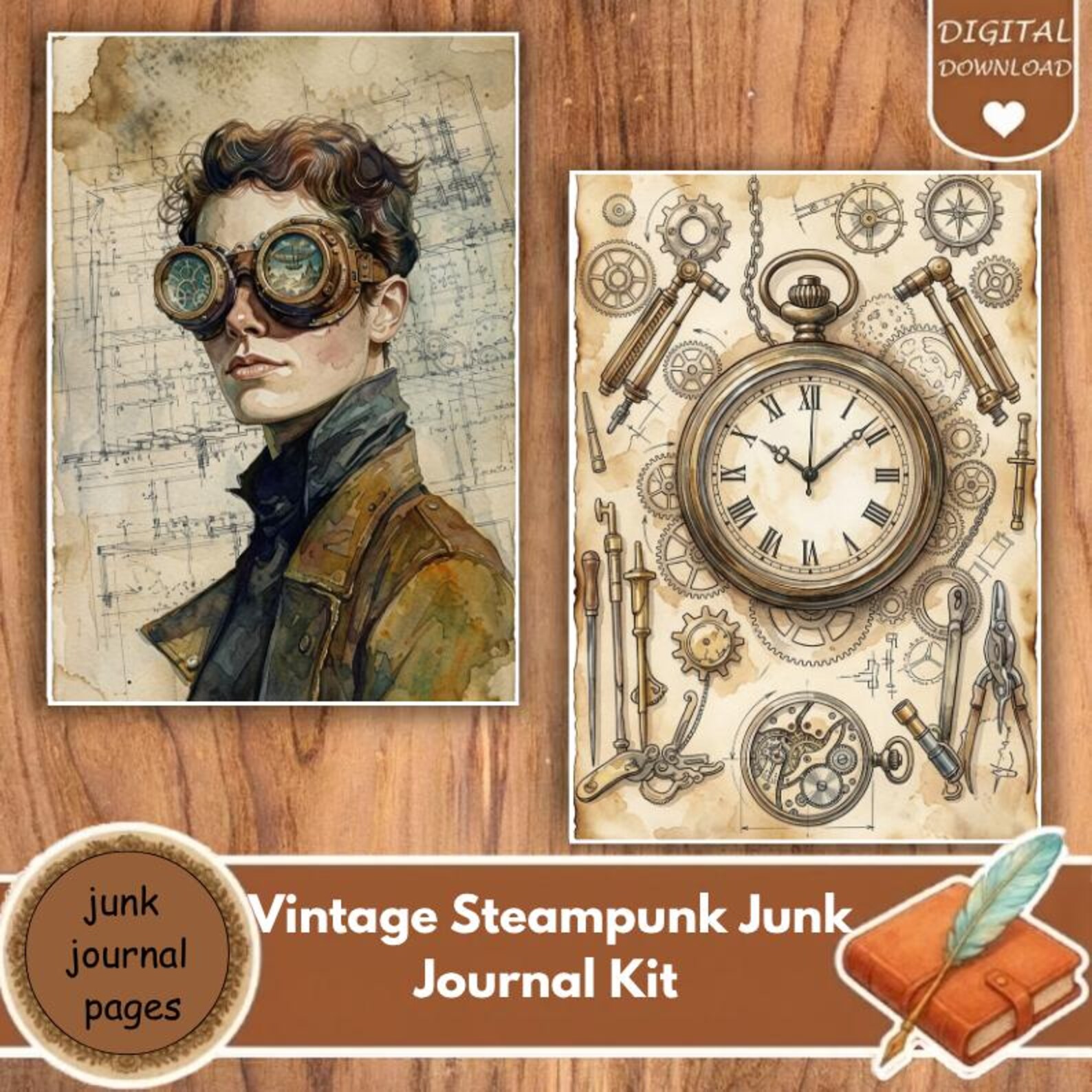 Vintage Steampunk Junk Journal Kit | Victorian Ephemera, Industrial ...