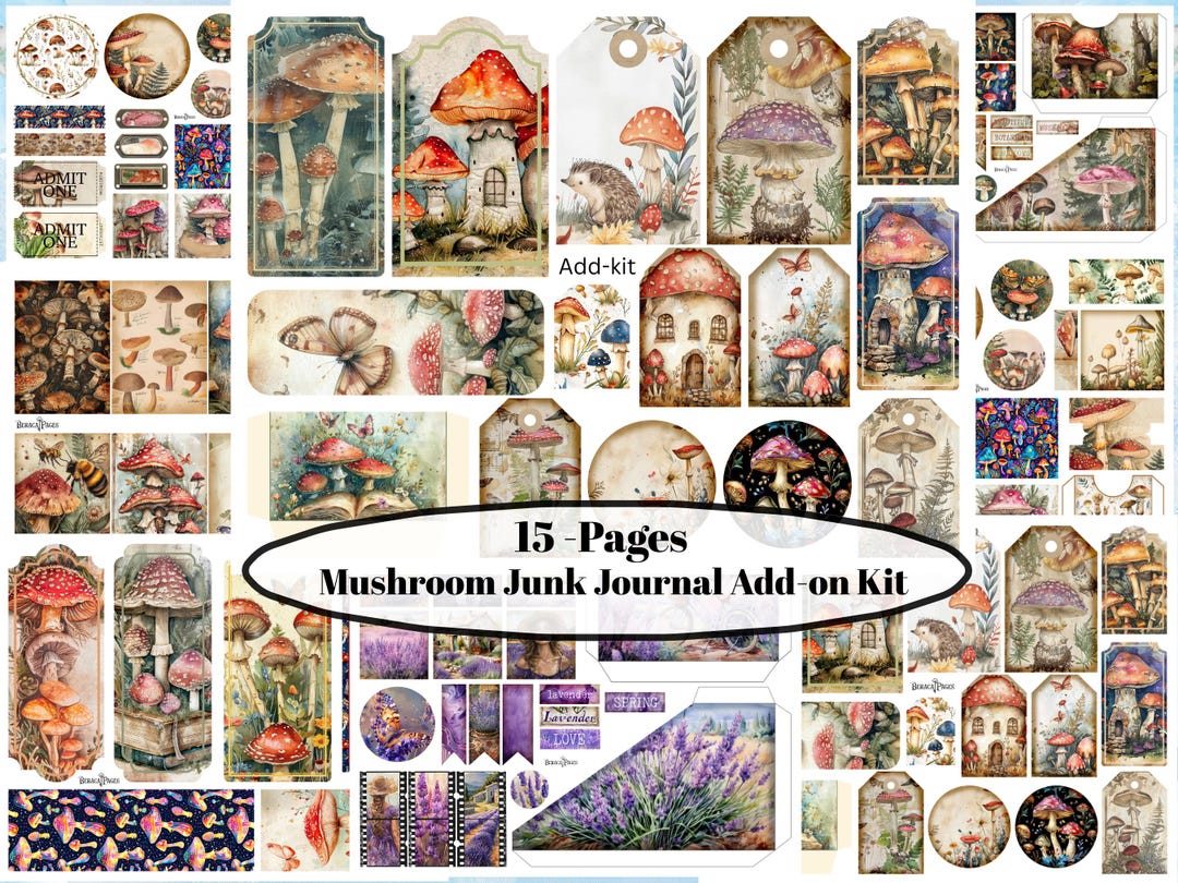 Mushroom Junk Journal Add-on Kit Printable | Woodland & Fungi Ephemera ...