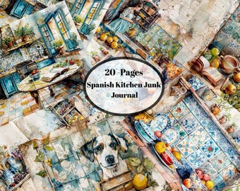 Kit de diario basura de cocina española / Recetas vintage, páginas rústicas (descarga digital)