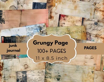 100+ Grungy Junk Journal Pages, Vintage Distressed Ephemera Kit (Digital Download)