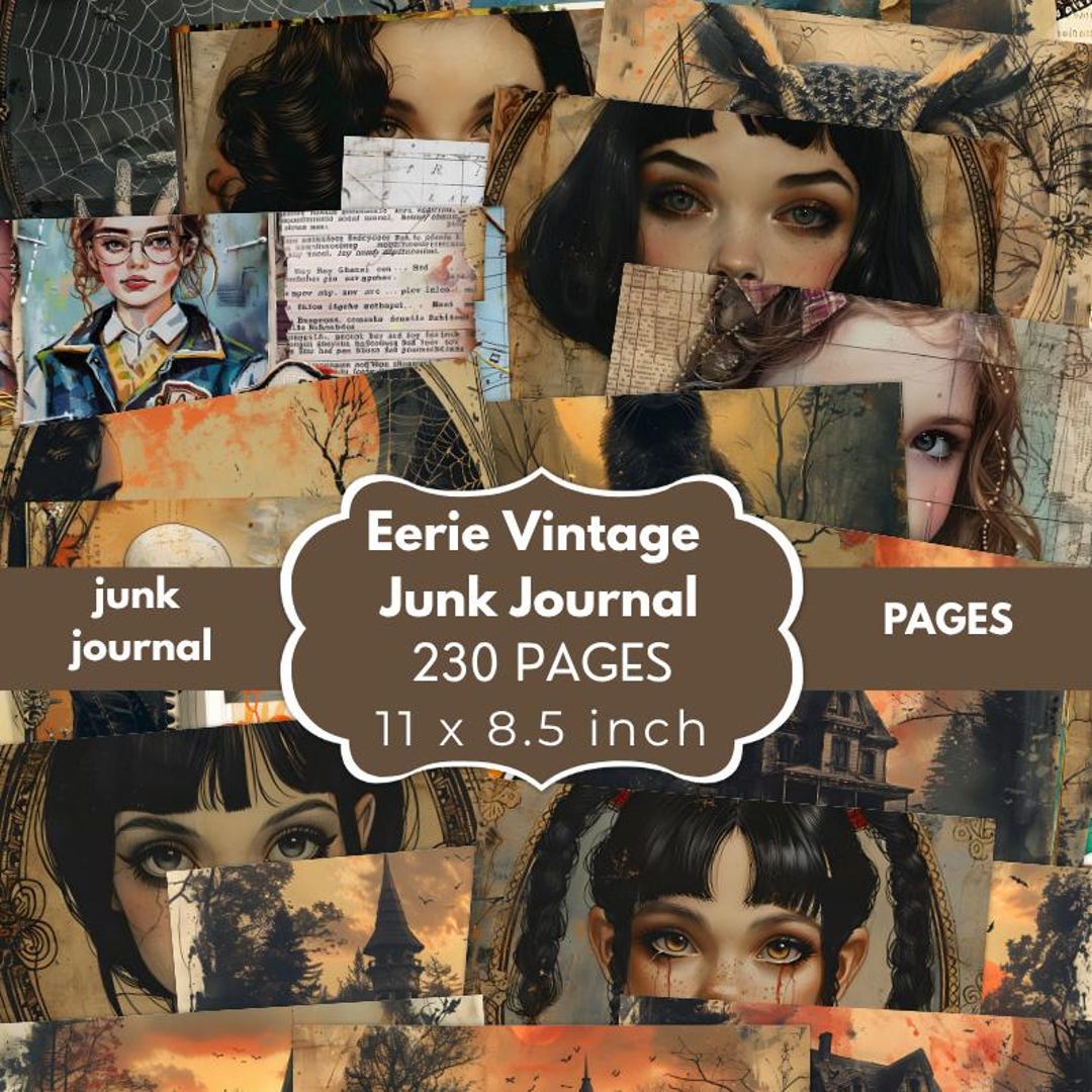 Eerie Vintage Junk Journal Pages, Dark Gothic Ephemera Kit (230 Pages ...
