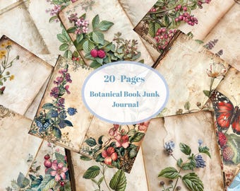 20 páginas de diario botánico / Efímeras florales vintage (descarga digital)