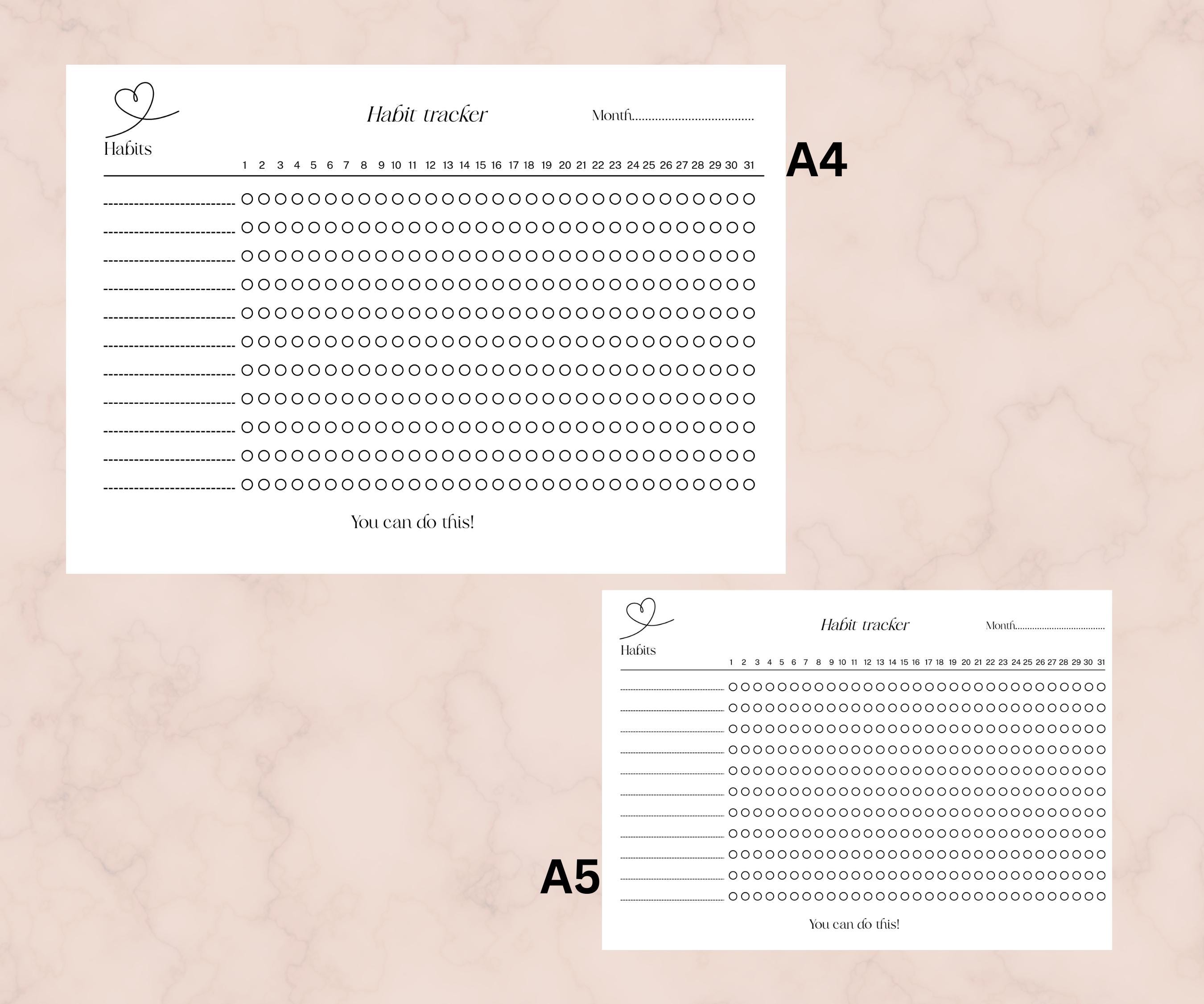 Printable Habit Tracker PDF | Monthly Tracker A4/A5 | Planner for ...