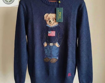 Polo Bear Ralph Lauren Marineblauer Pullover, Klassischer Luxus Strickpullover