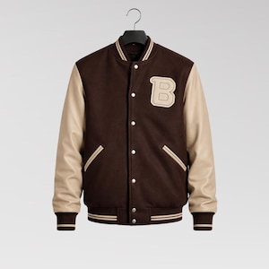 Hotline Miami Varsity Jacket – B Logo Brown Wool Bomber for Men & Women