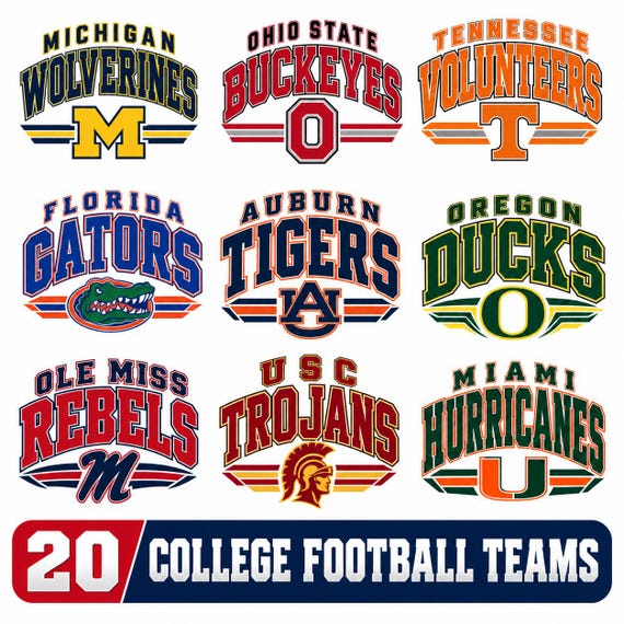 College Football Team PNG Bundle, American Football Png, Sports Helmet Clipart, Football Fan Team Spirit PNG, 20 PNG Bundle