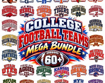 College Football Team PNG Bundle, American Football Png, Sports Helmet Clipart, Football Fan Team Spirit PNG, 60+PNG Bundle