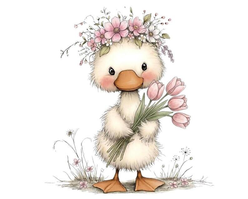 25 Spring Goose Watercolor Clipart PNG, Cute Farm Animal, Pastel Easter ...