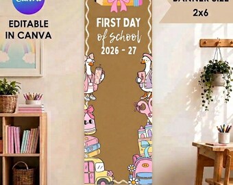 First Day of School Banner | Back to School Photo Banner | Print at Walgreens | Editable Canva Template (Digital Download)