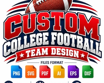 Custom College Football Team PNG, Personalized Football Design, Custom Team PNG, Digital Download