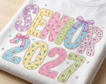 Coquette Lace Graduation Senior 2027 Png, Preppy Class of 2027 Sublimation Design, Graduate 2027 png, High School Senior Shirt Design
