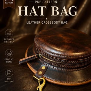 Hat Bag PDF Pattern | Round Crossbody Purse Template | Instant Download