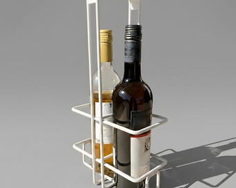 Flaschenträger aus Metall für 2 Flaschen mit Griff, Geschenk- und Hausbardekor