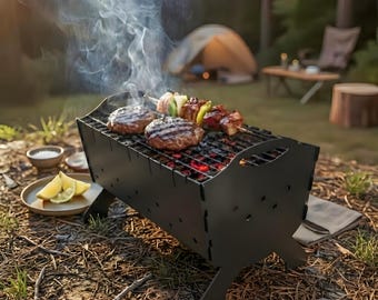 Personalisierter Edelstahl-Spieß-Grill, tragbarer Holzkohle-Mangal, Schaschlik-Kebab-Grill, Campinggrill