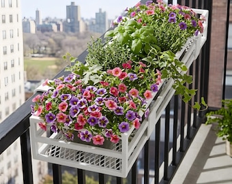 Balkongeländer-Pflanzkasten, Hängeblumenkasten ohne Bohren, Kräuterkorb aus Stahl für Töpfe