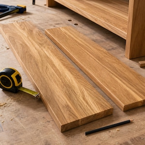 Solid Oak Wood Board, Lacquered Hardwood Panel, Natural Timber Plank for DIY Projects