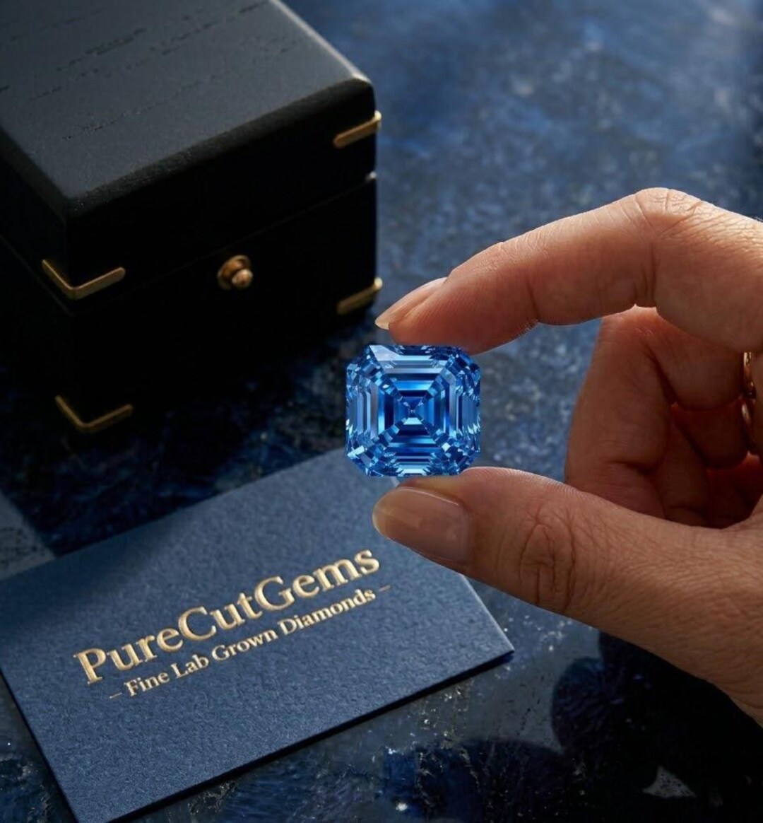 2 Ct Asscher Cut Blue Color Lab Grown Diamond D Color VVS1 Certified - Etsy