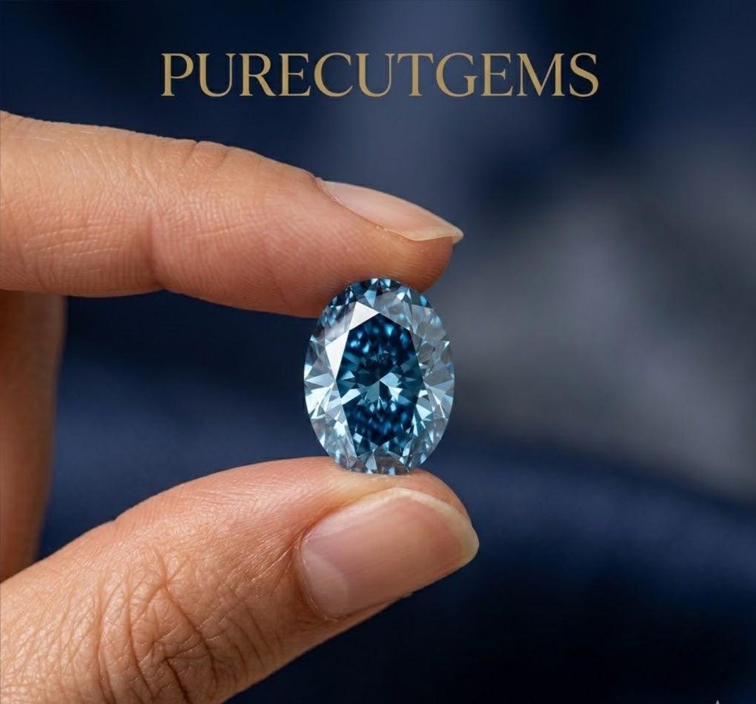 12 Ct Oval Cut Blue Color Lab Grown Diamond D Color VVS1 Certified - Etsy