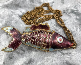 Vintage Collection Silver Filigree Movable Chinese Style Fish