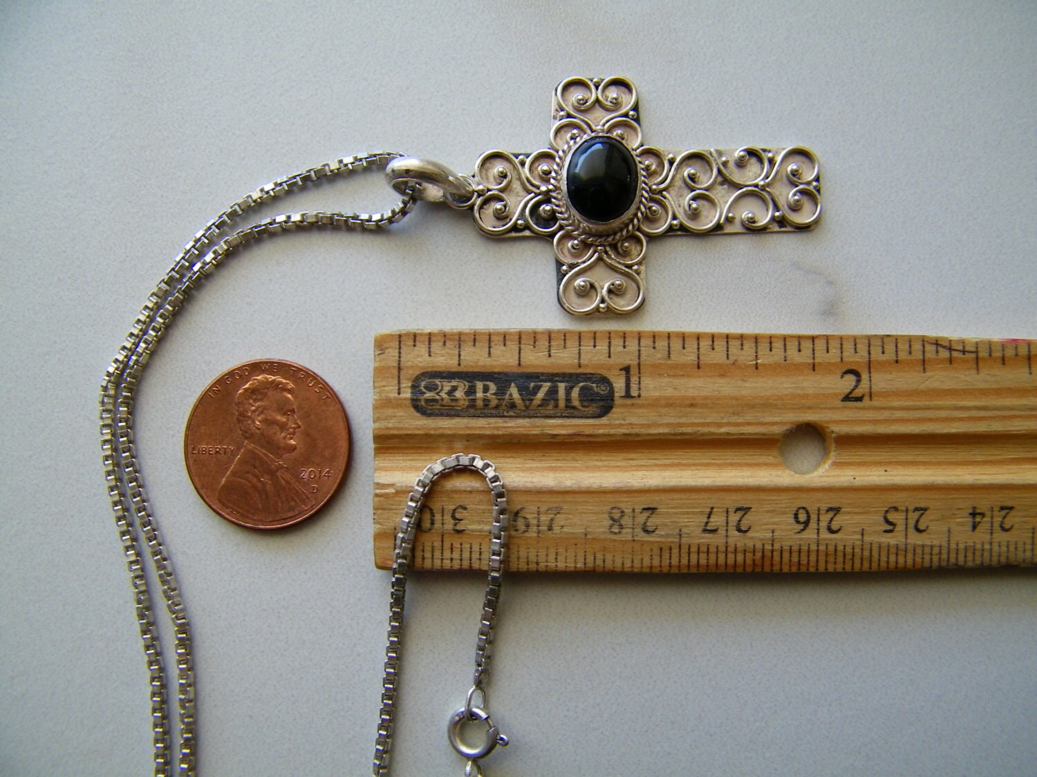 Vintage Sterling Silver 925 Large Cross Pendant With Bezel