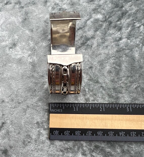 Mid Century Modern Solid Sterling Silver Wide Cuf… - image 5