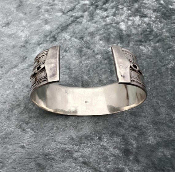 Mid Century Modern Solid Sterling Silver Wide Cuf… - image 4