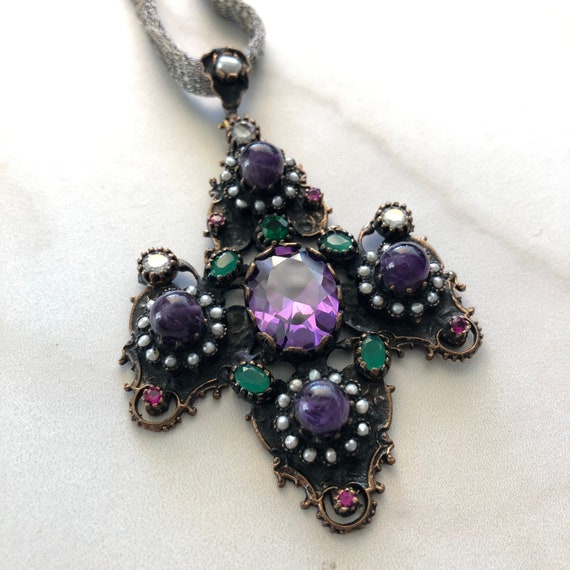 Magnificent Multi Gemstone Baroque Austro Hungari… - image 1