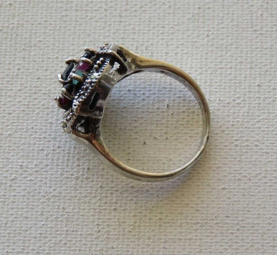 Mid-Century Sterling Silver Multi Raw Cut Stones … - image 7