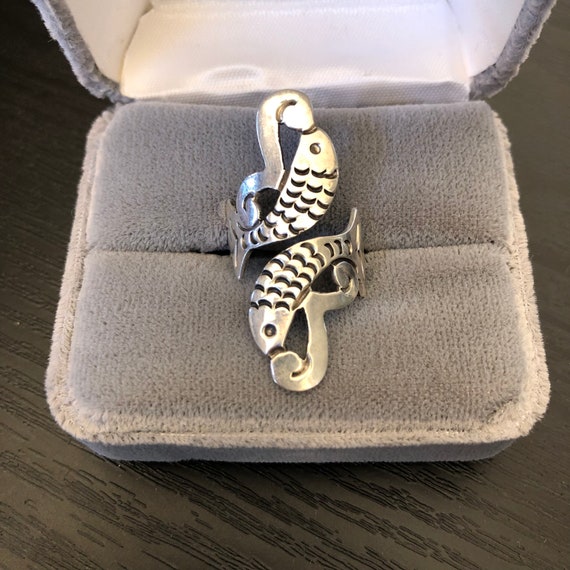 Sterling Silver Double Koi Fish Bypass Wrap Ring,… - image 4