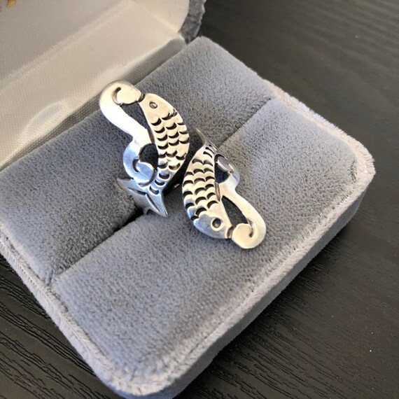Sterling Silver Double Koi Fish Bypass Wrap Ring,… - image 5