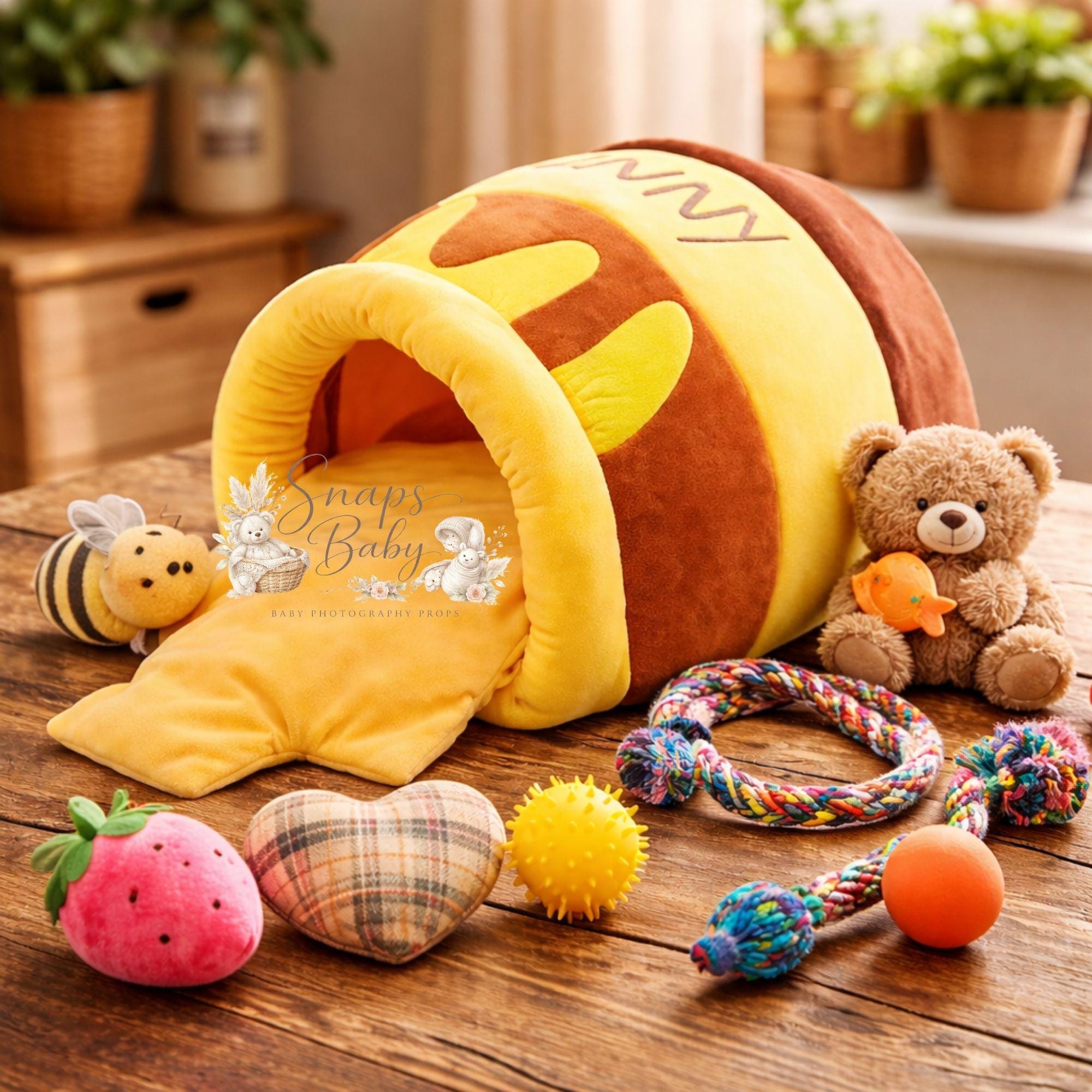 Newborn Bear Photography Prop Outfit, Yellow Baby Costume With Honey ...